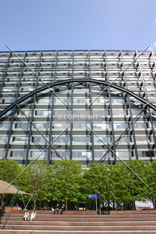 Looking up at the entrance from Exchange Square