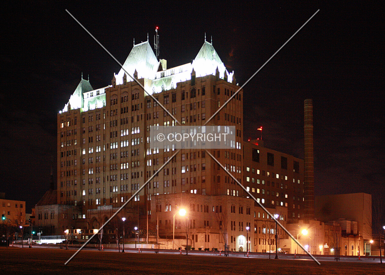 View from the northeast at night