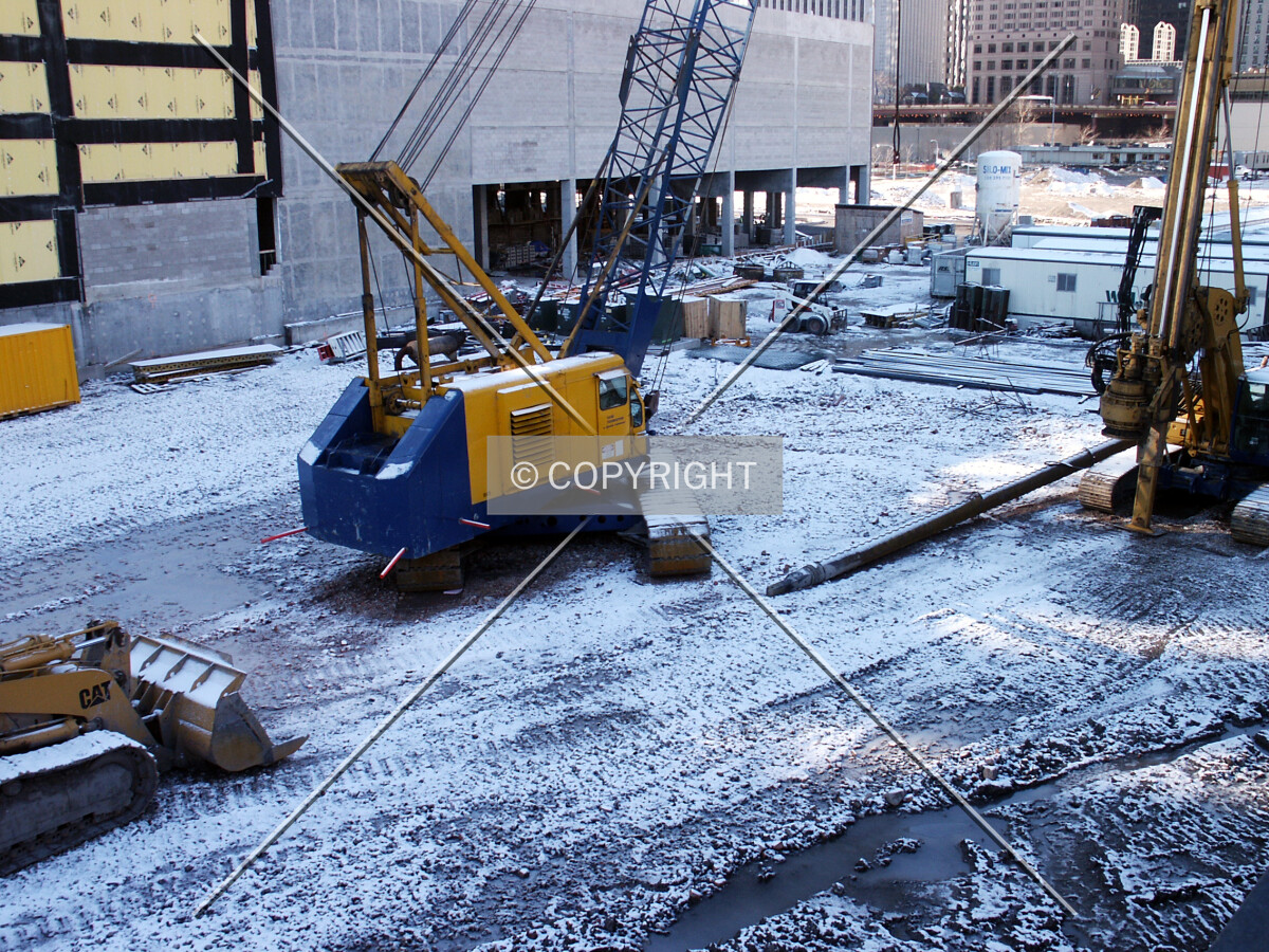 Looking southwest from Wacker Drive over the site