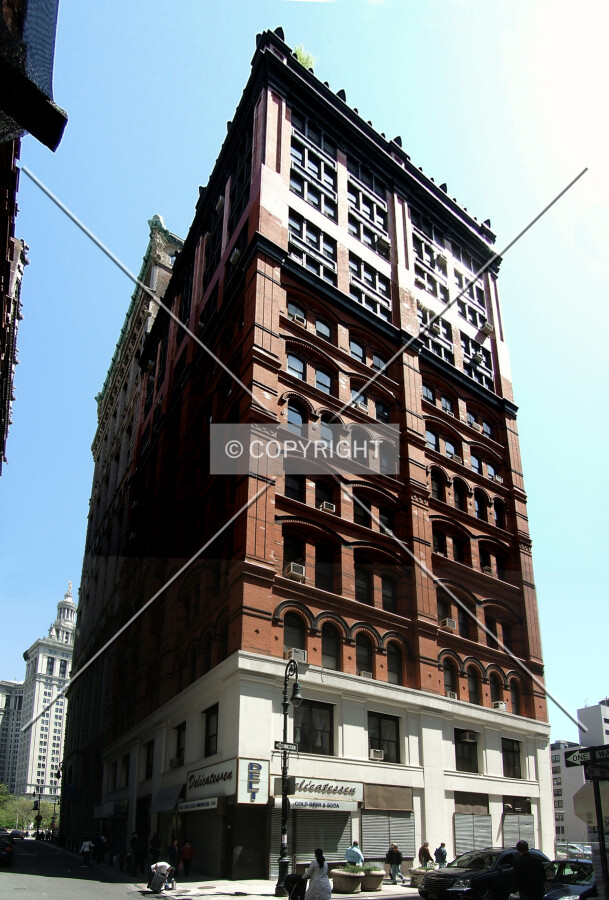 View from the southwest at Nassau and Beekman Streets