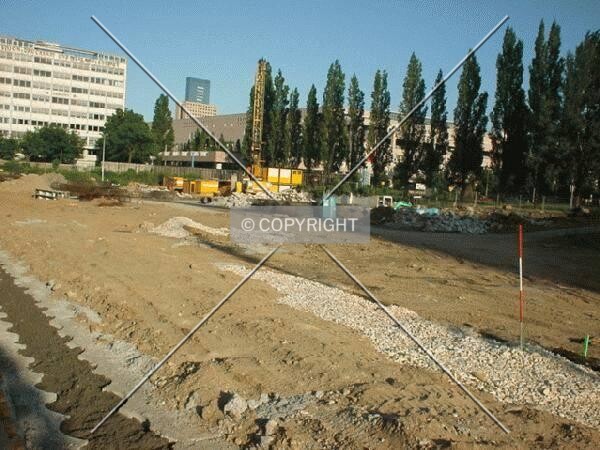 View over the building site to Messe area (Messe Torhaus in the background)