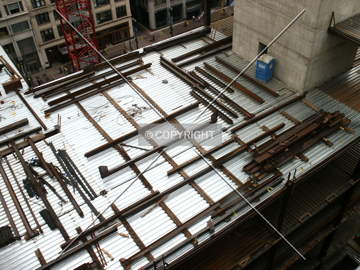 Looking down at the platform between the cores