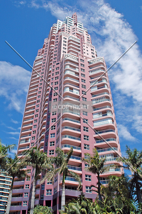 Looking up from Commodore Drive