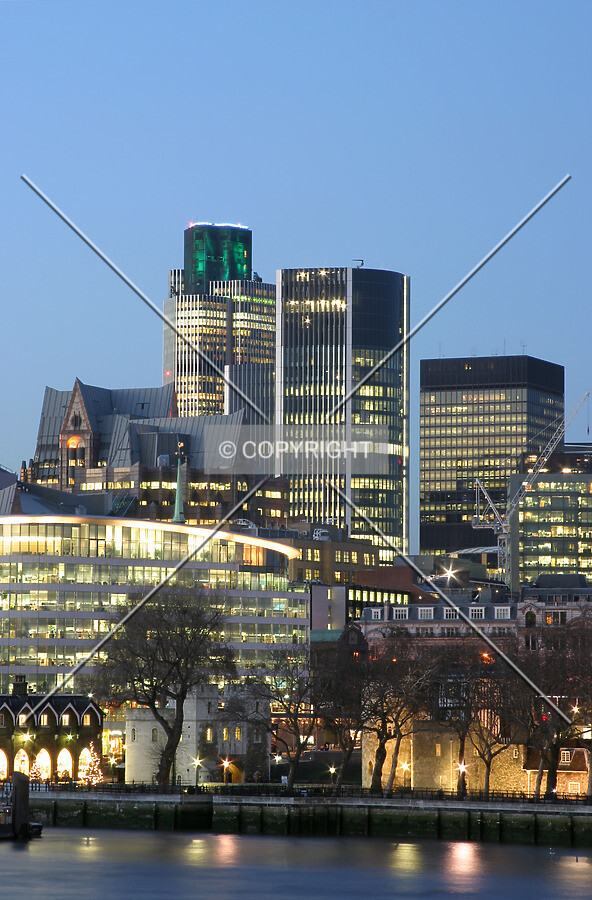 View from Tower Bridge at dusk