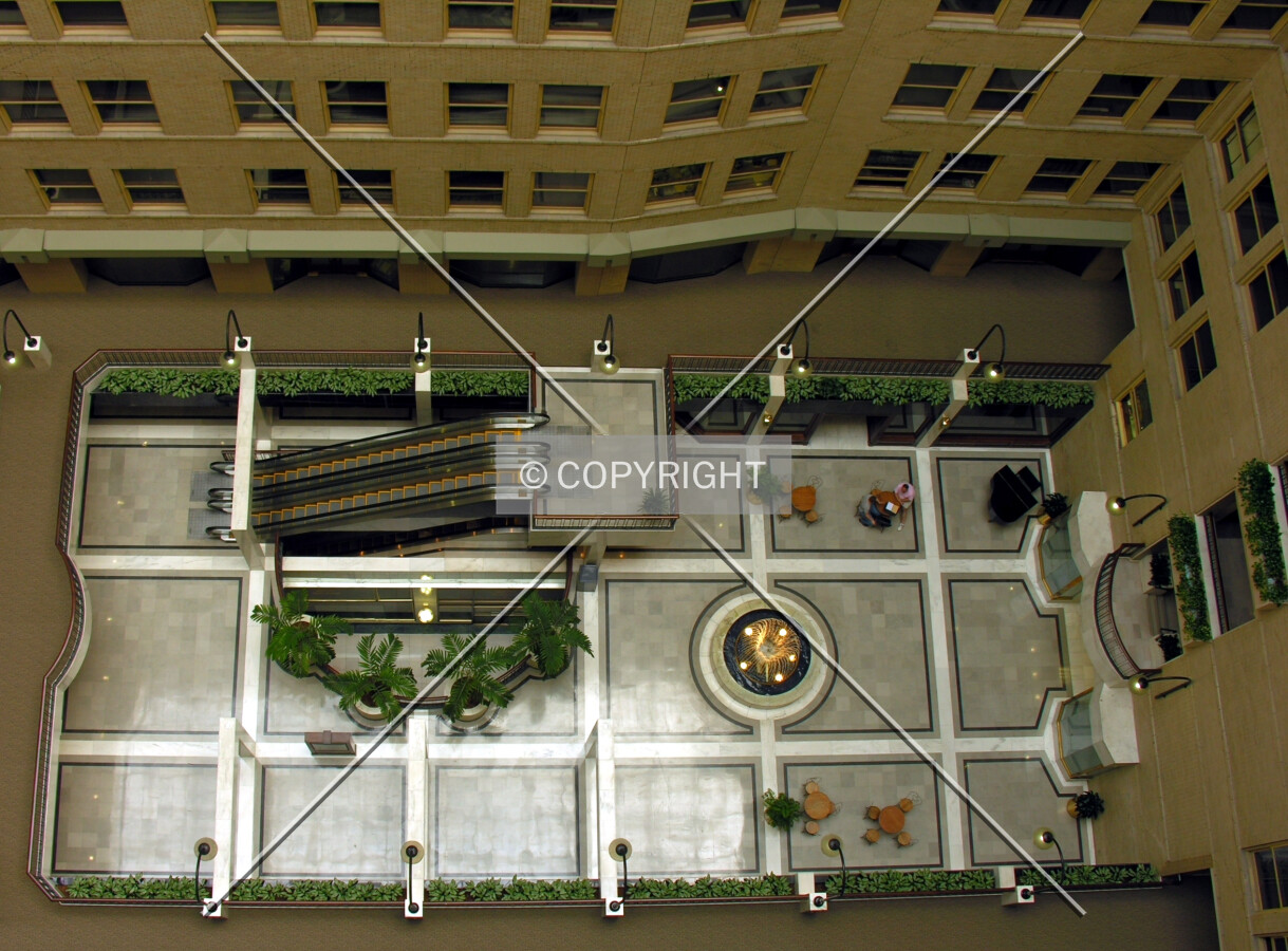 Looking down on the lobby