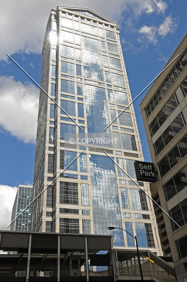 Looking up the south facade from Clark Street