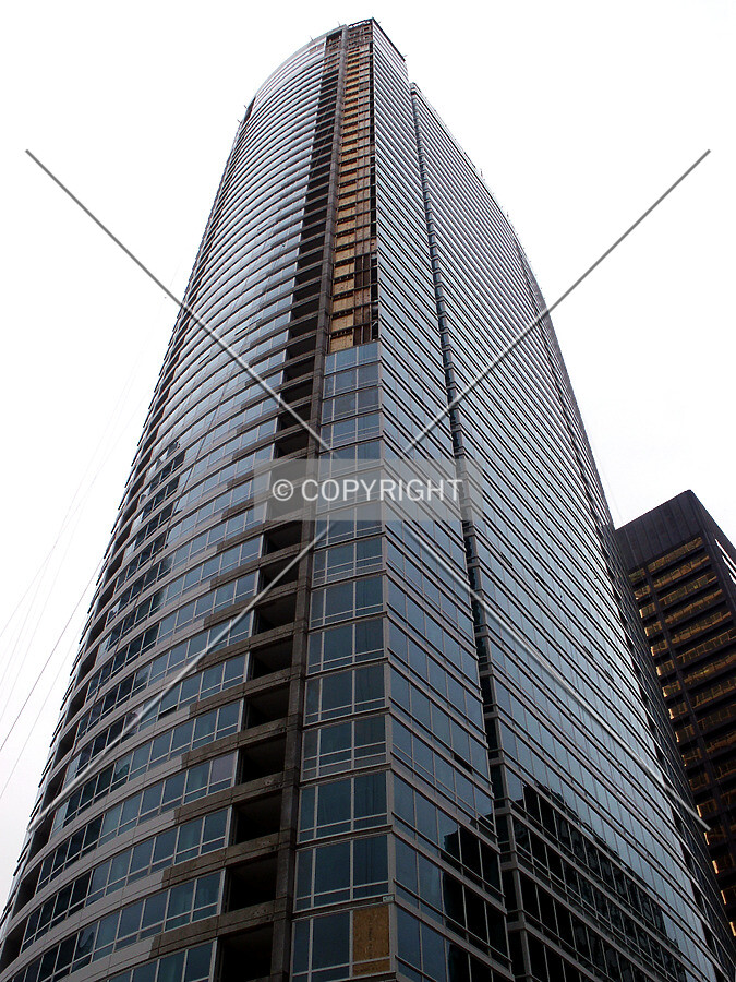 Looking up the northeast corner