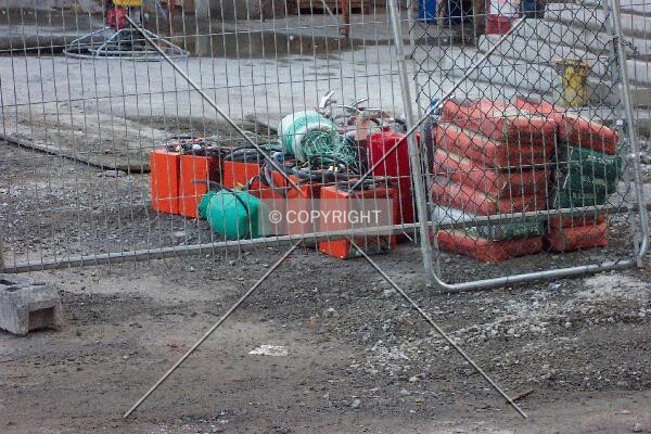 Equipment on the north side of the construction site