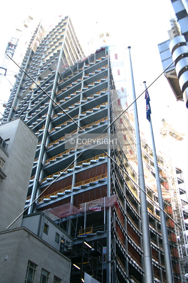 Looking up from the junction of Lime Street and Leadenhall Street