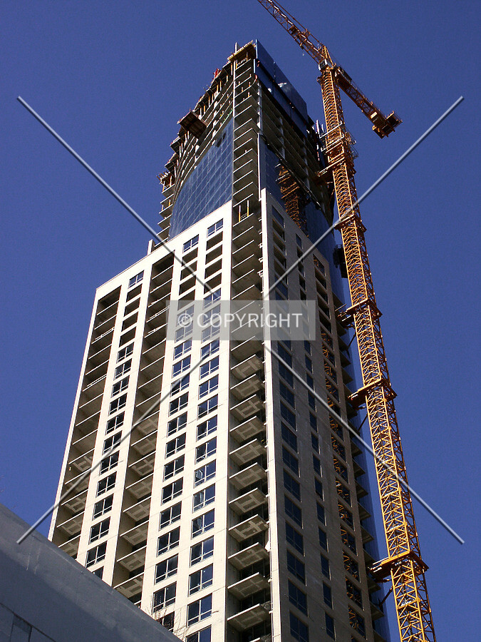 Looking up the southeast corner