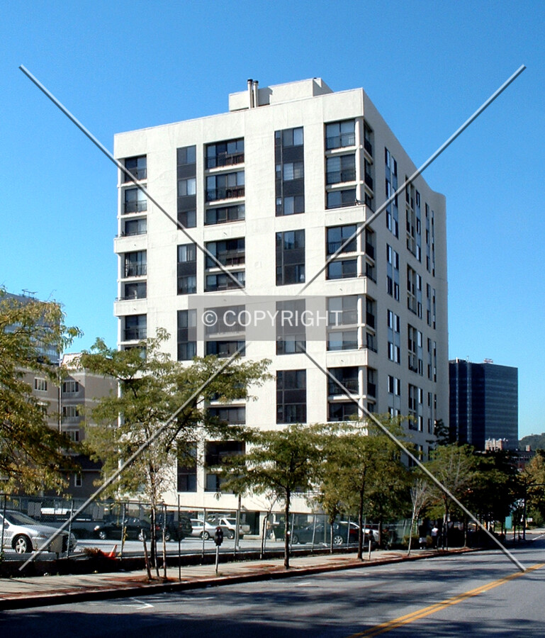 View from the northeast across Barker Avenue