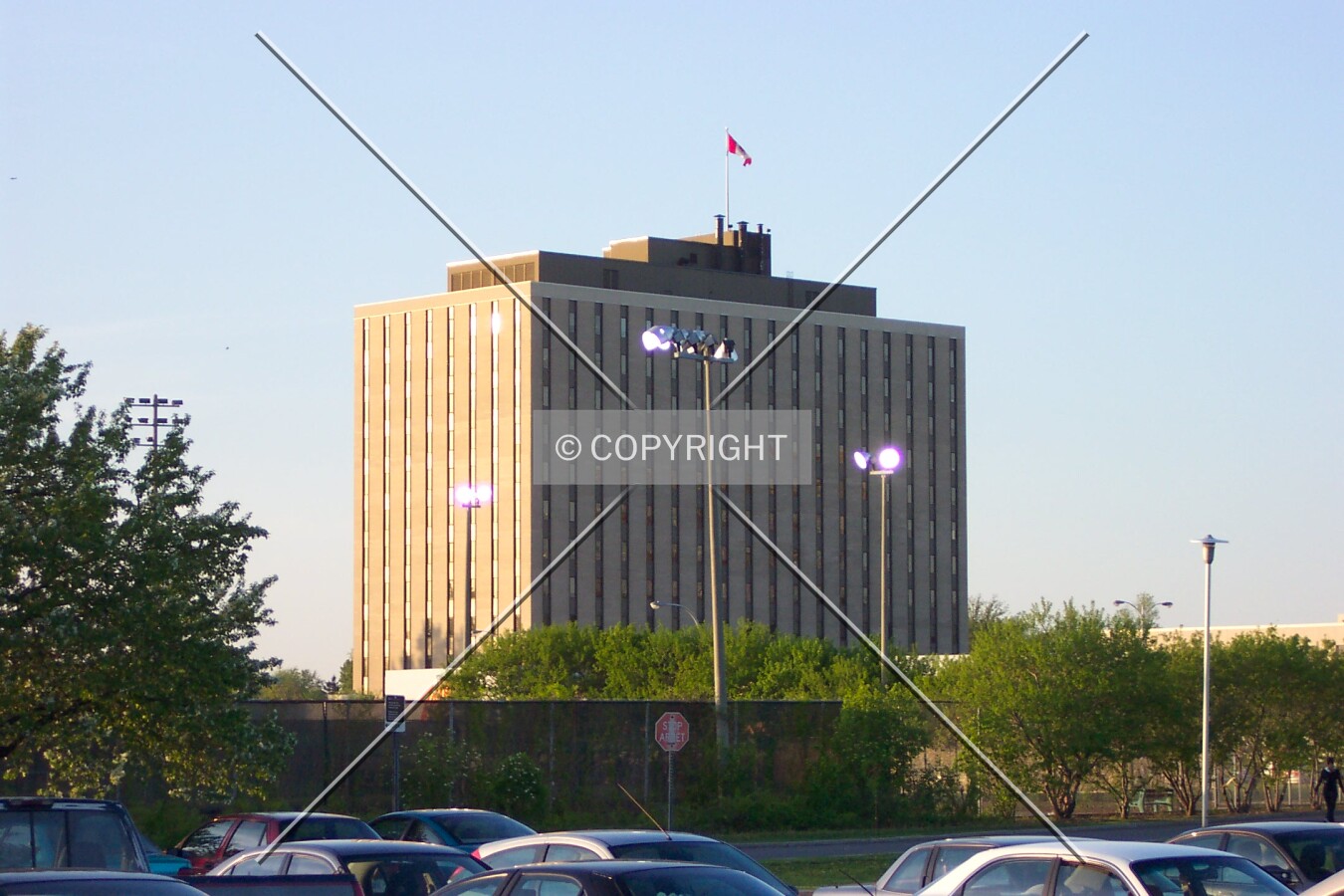View from the R.A. Centre at dusk