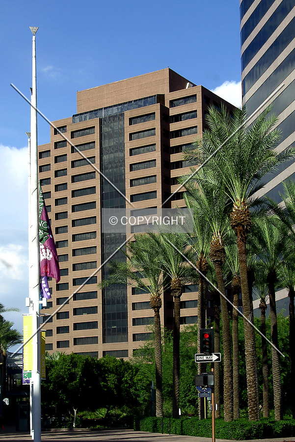 View from the southwest with the One Arizona Center to the right