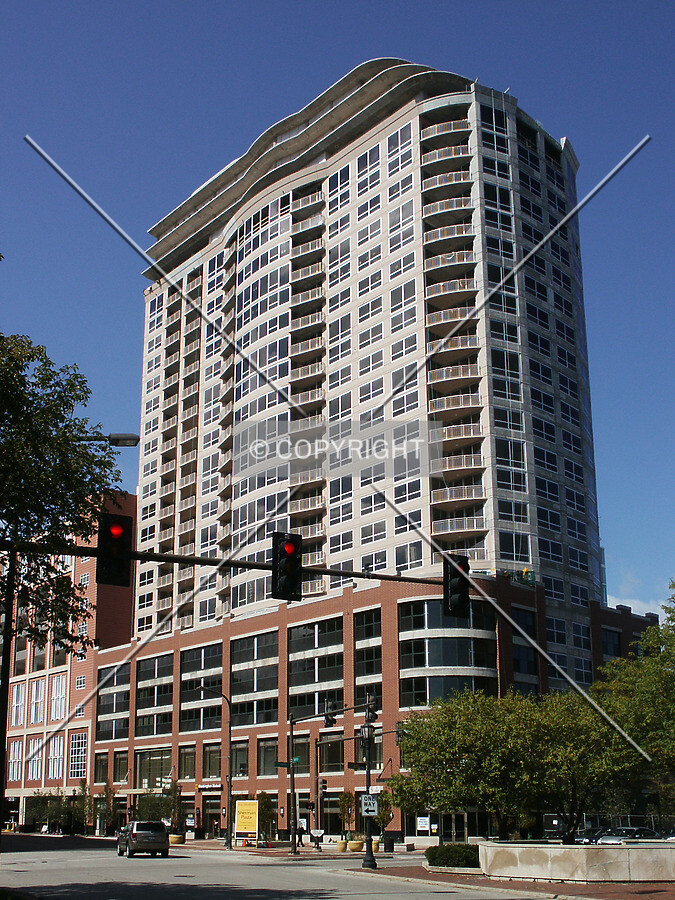 South facade from Davis Street and Orrington Avenue