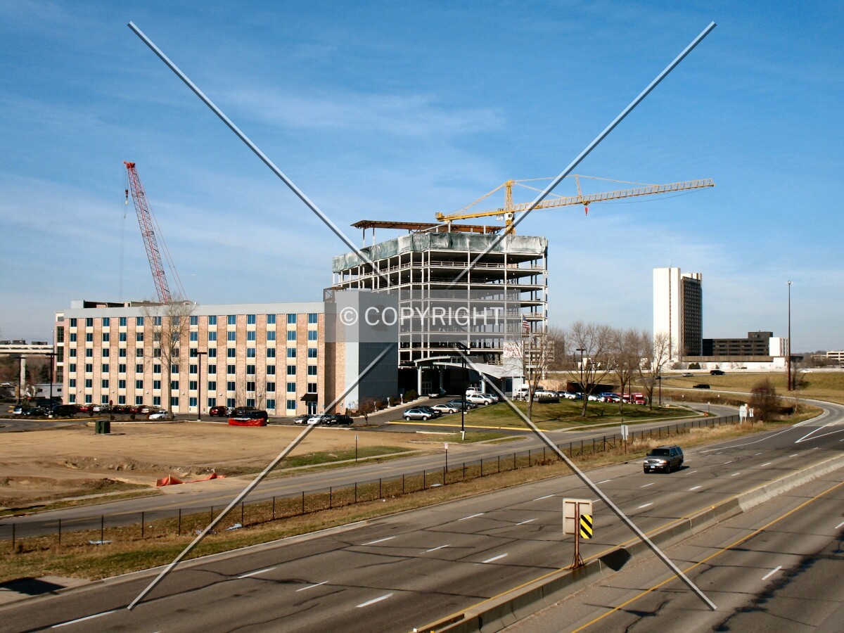View to the northwest from the American Boulevard bridge over Normandale Boulevard