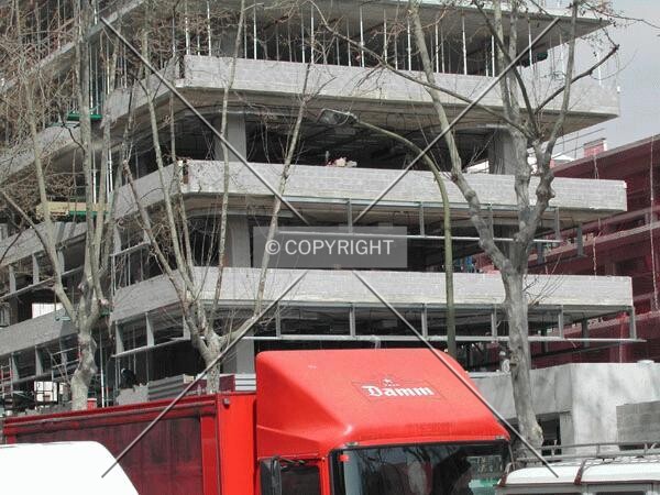 View of the base of the building