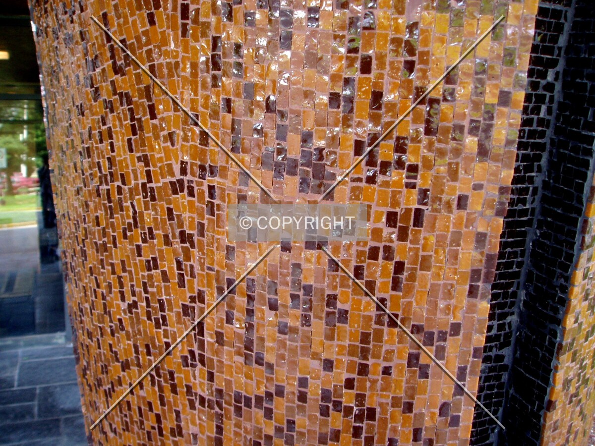 Close up of the mosaic supports near the front entrance