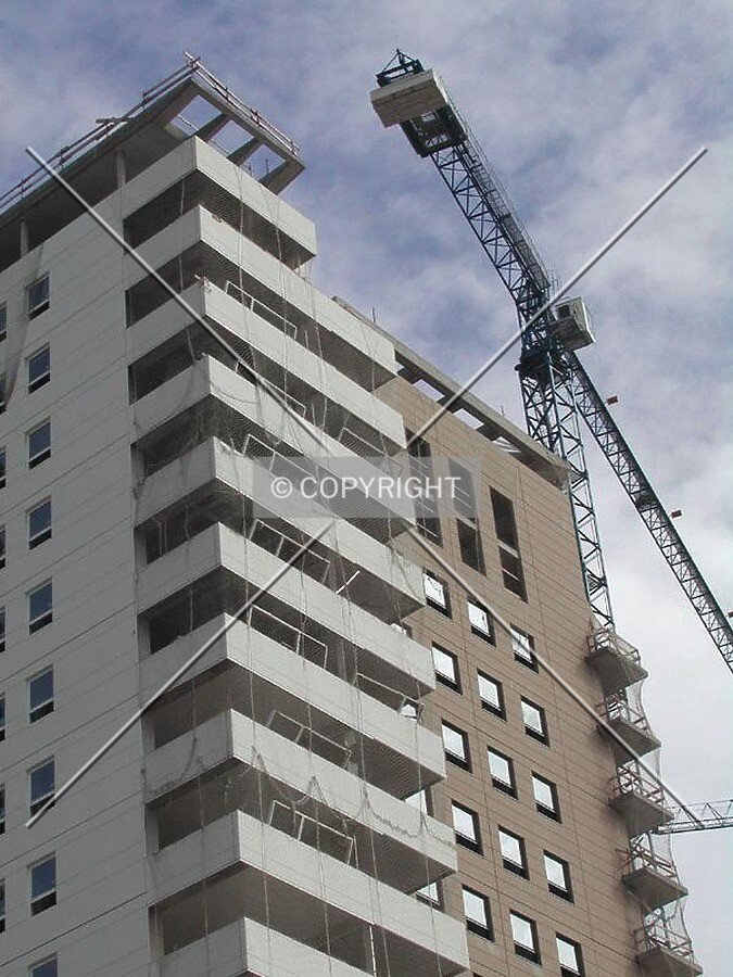 Close view of the top of the building