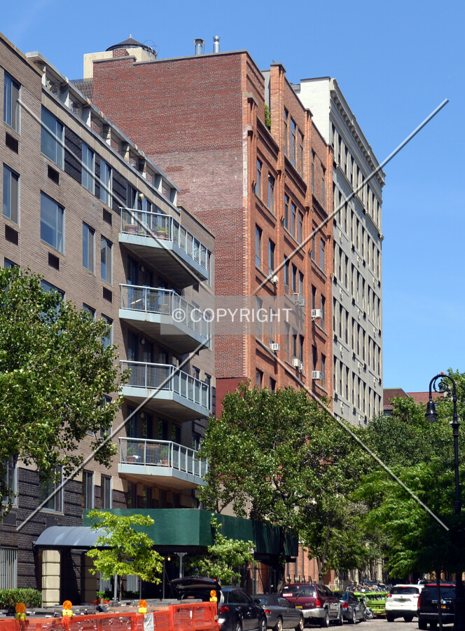 View from the southwest along Perry Street