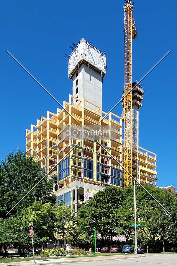From the southeast during construction; September 6, 2021