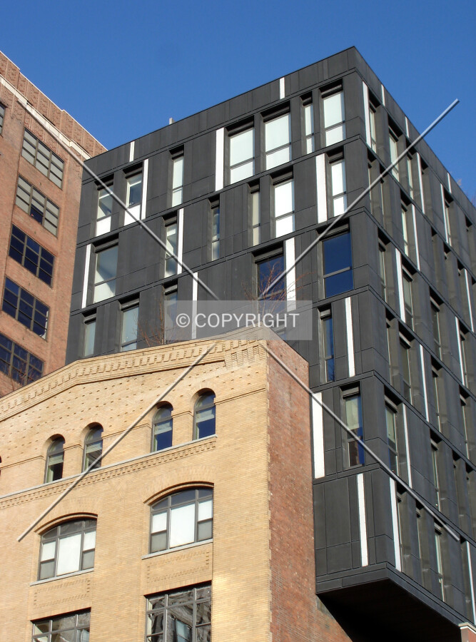 Close-up of the southwest corner