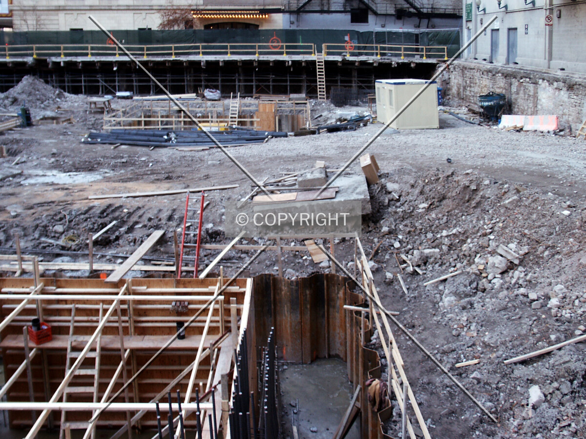 Looking north across the foundations