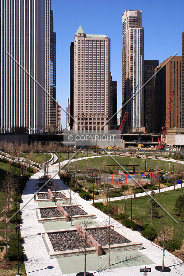 Looking west across Lakeshore East Park