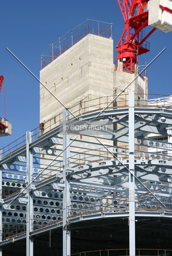 Steel framework wrapping around the core