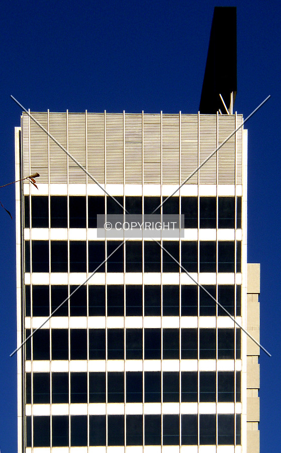 Detail of the upper floors of the western facade