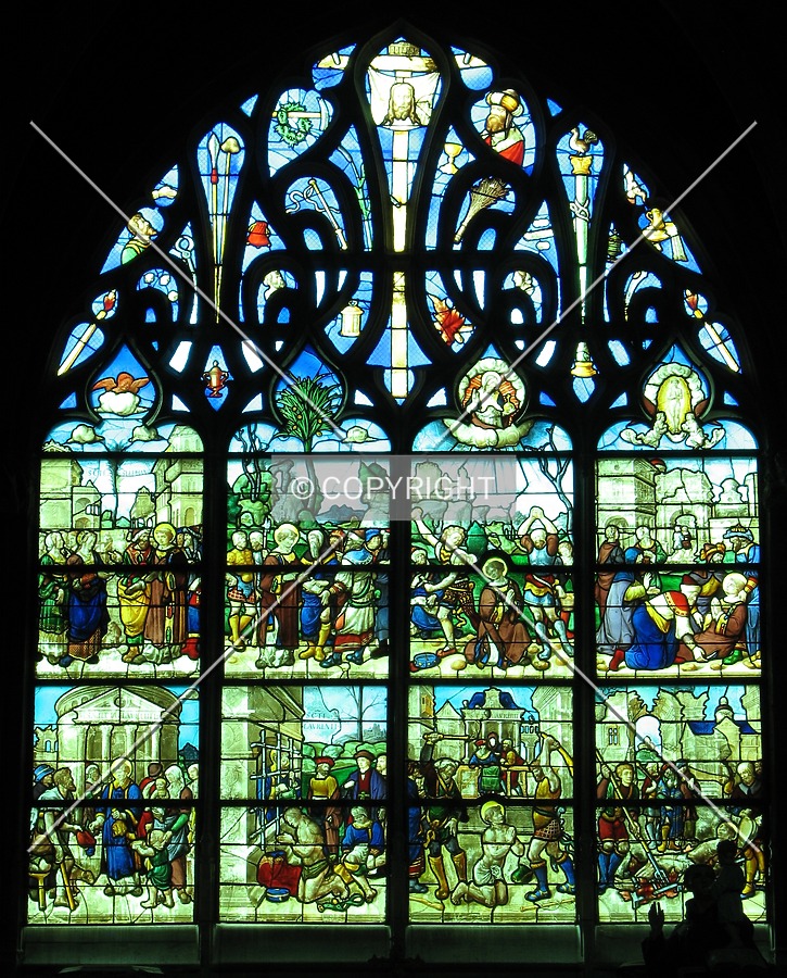 Stained glass window in the 'Chapel of the Good Death'