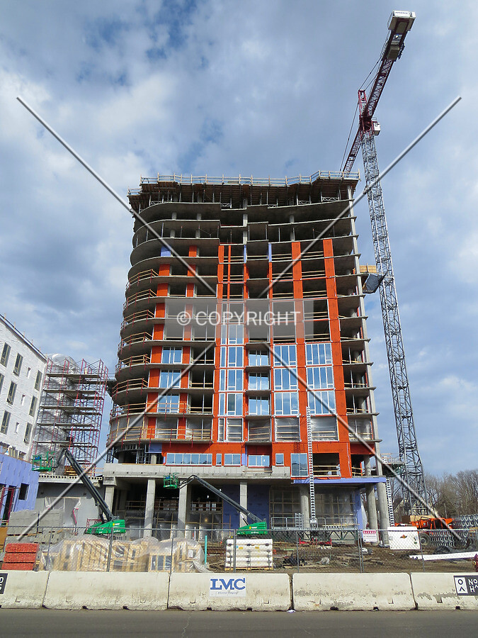 View to the northwest across 1st Avenue NE