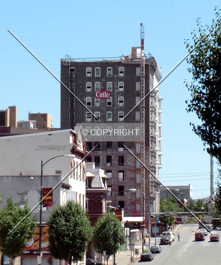 View from the northwest along 7th Street during renovation