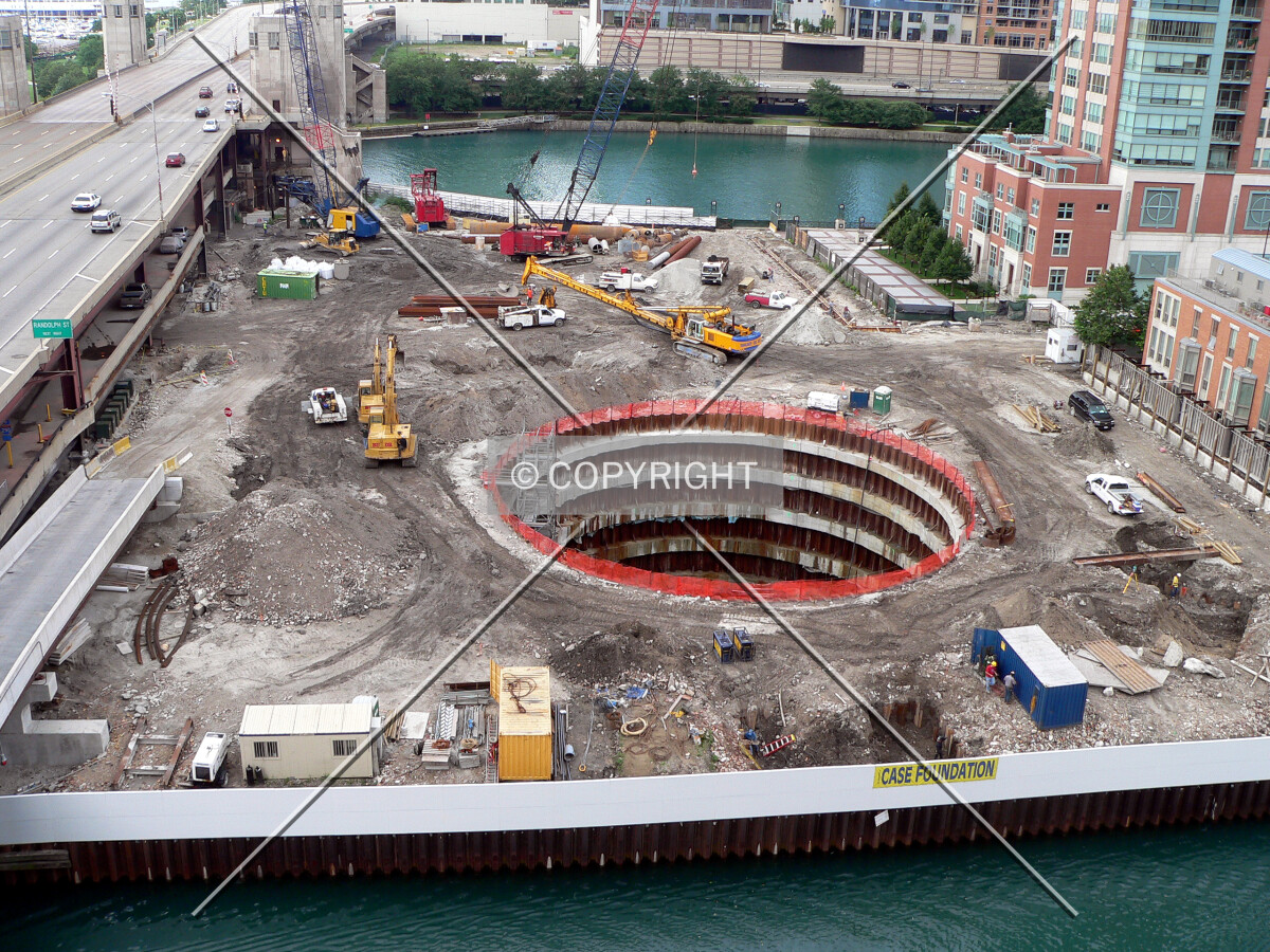 Overview of the site from a nearby parking garage