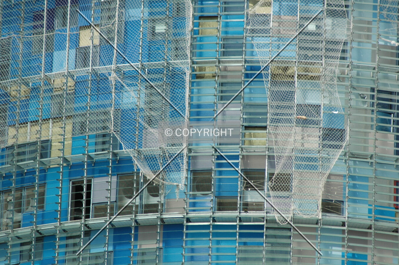 Blue facade panels