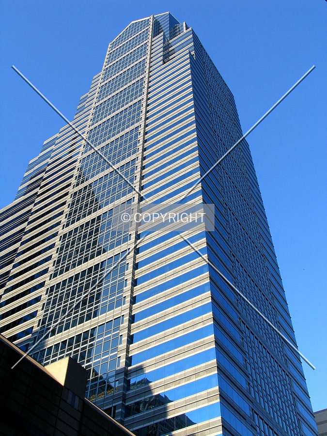 Looking up the brightly lit west side, from the southwest on Chestnut Street