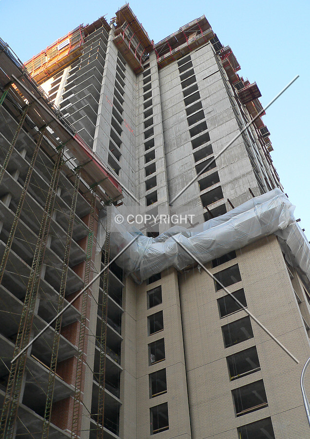 Looking up the southwest corner