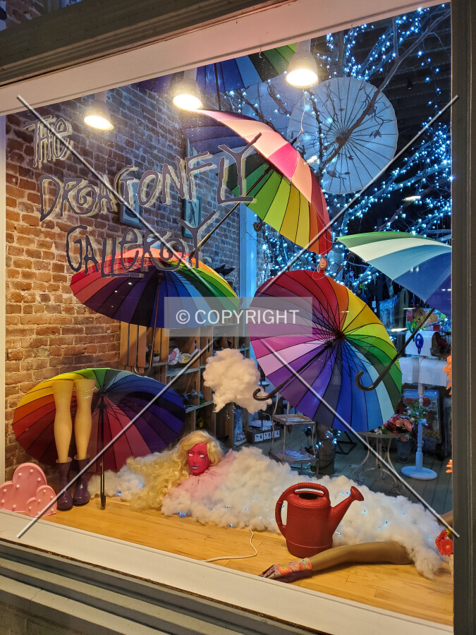 Window display at night; March 29, 2020
