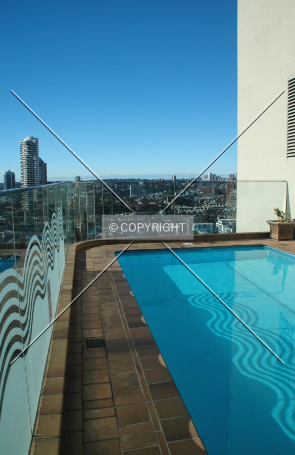 View of the rooftop pool