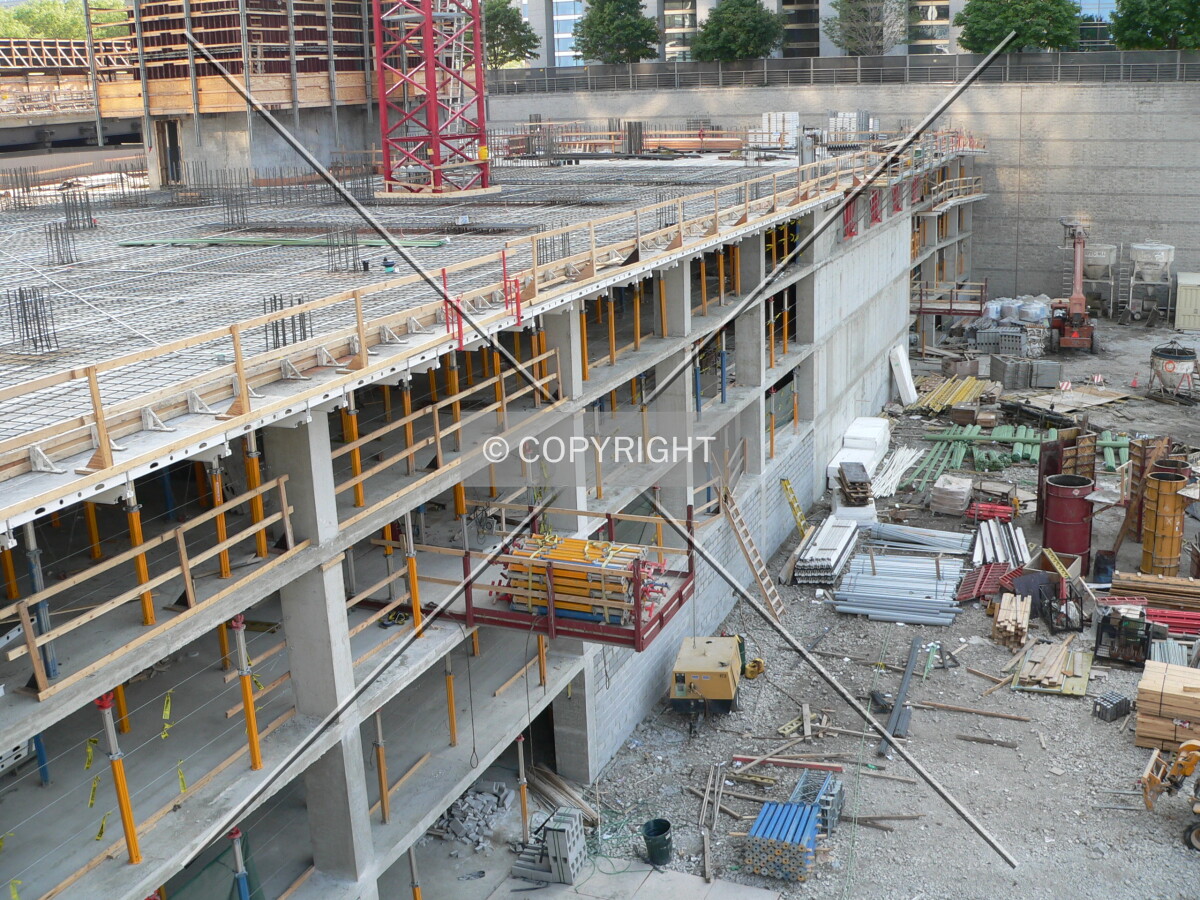 Looking down at the northern edge of construction