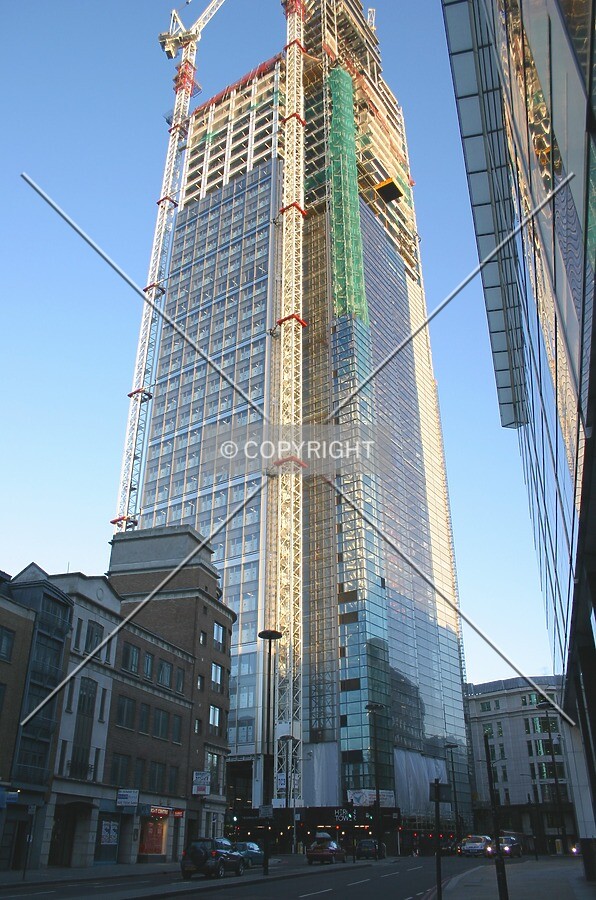 Looking up the southwest corner from Wormwood Street