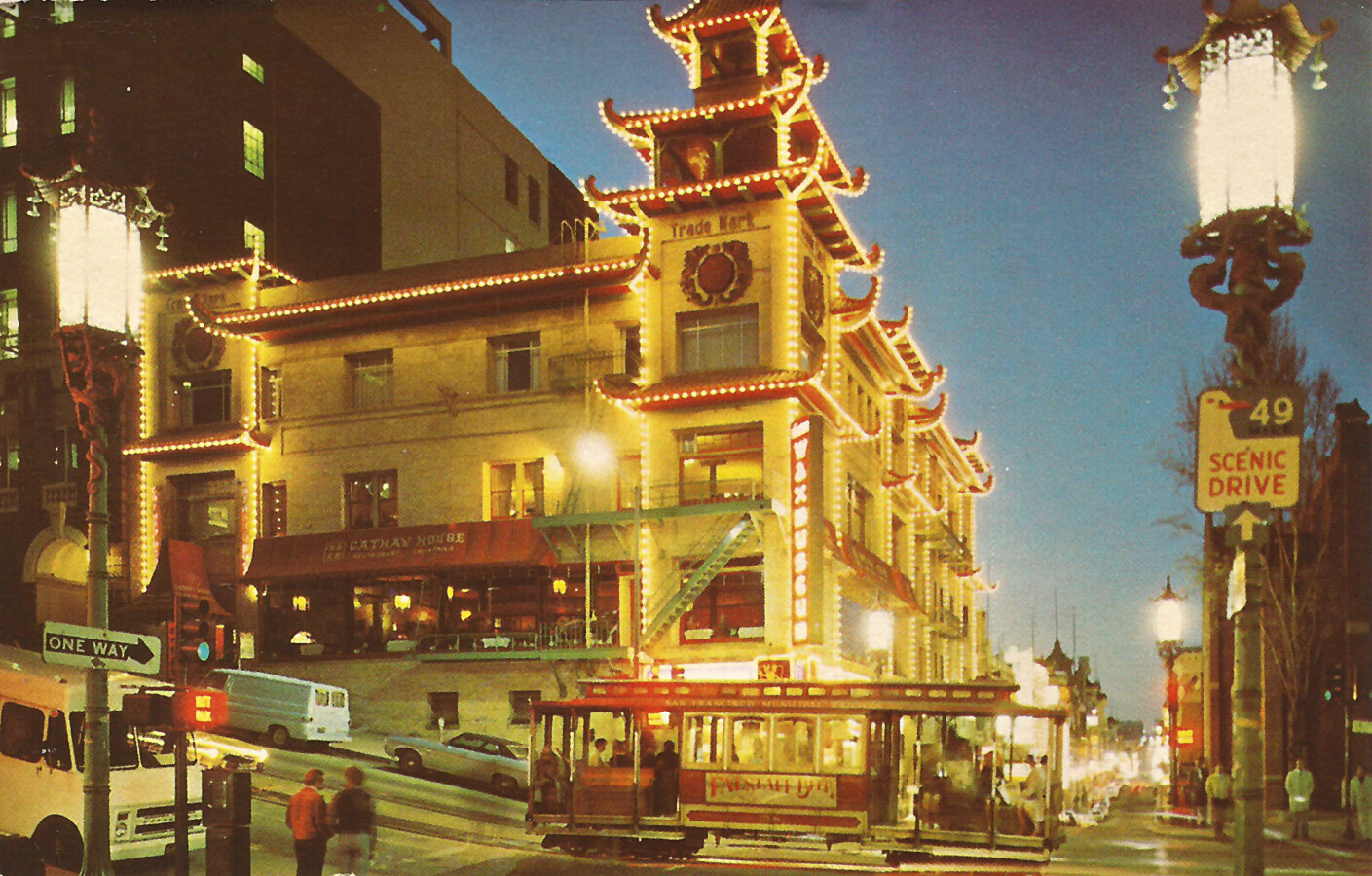 Vintage view from the southeast at night