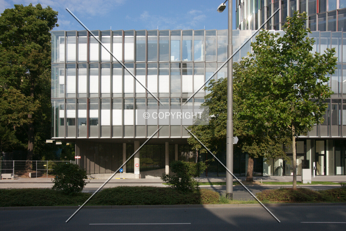 The podium and entrance to the underground car park