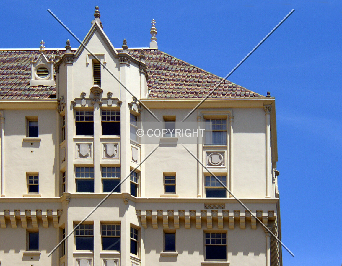 Detail of the upper floors on the southwest corner