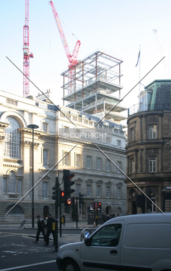 View south of the steel frame from Poultry