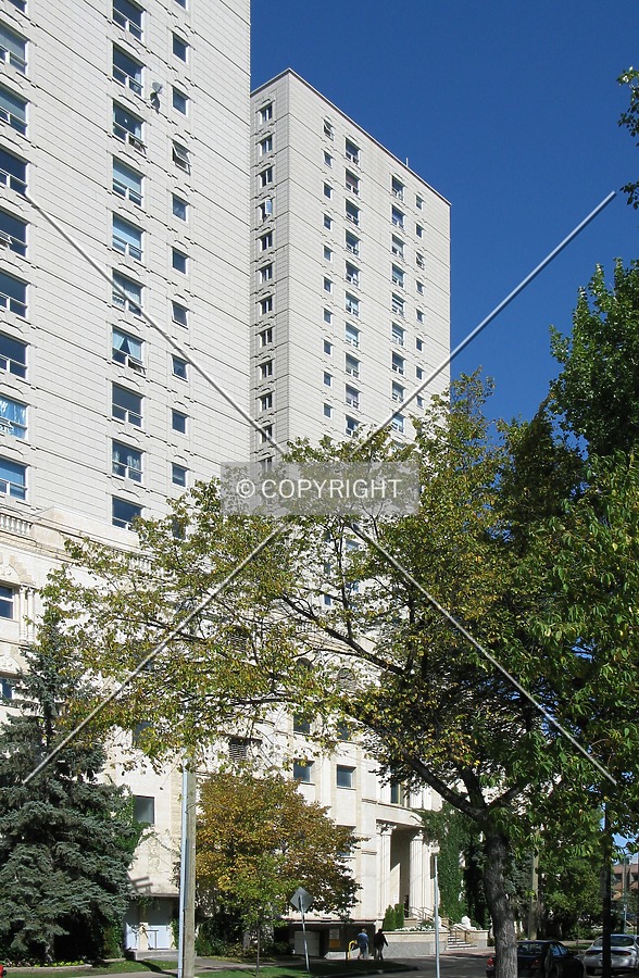 View from the southwest, partly hidden by Fort Garry Place II