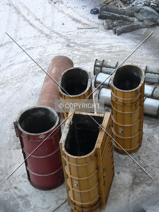 Pieces of formwork that will help to form the buildings columns