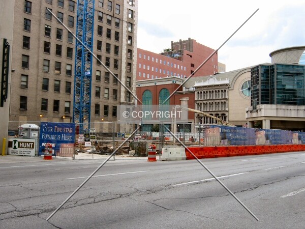 View to the southeast across construction site from Illinois Street