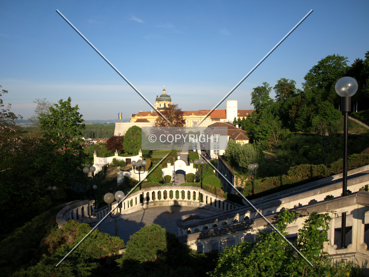 Garden and abbey from the east