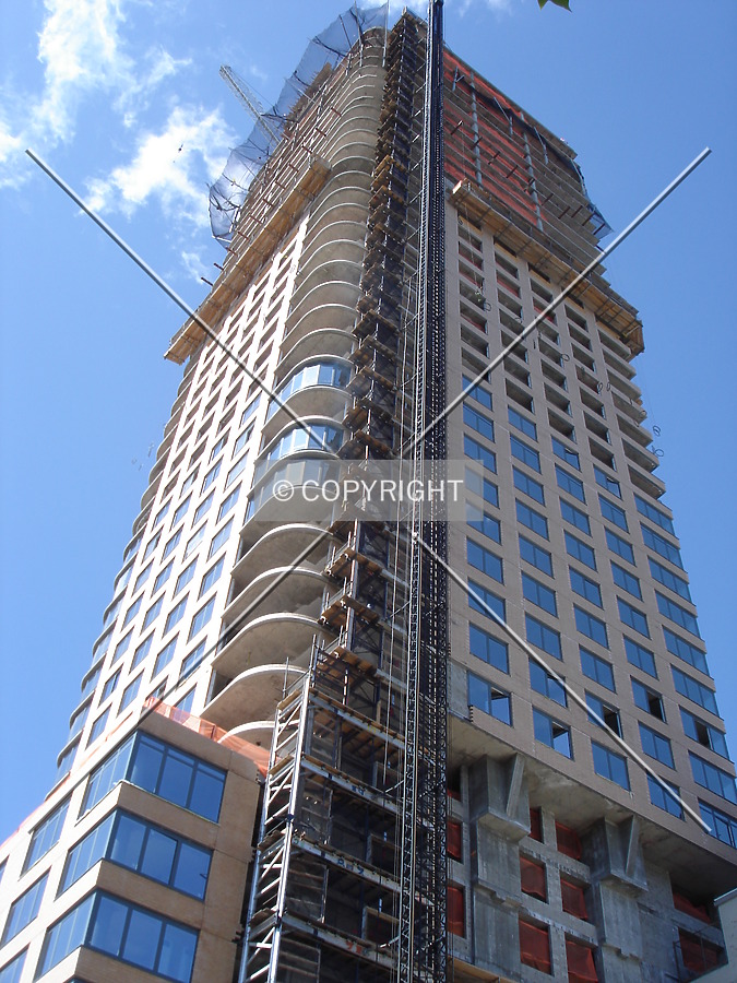 Looking up the northeast corner