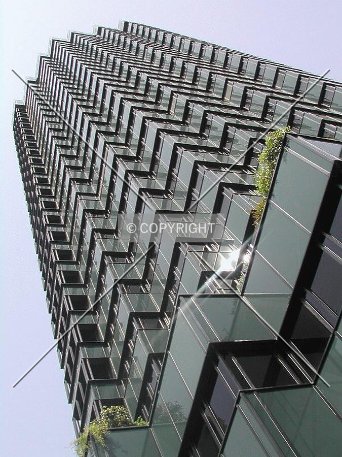 Looking up the building